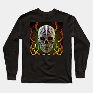 Trippy Psychedelic Ornate Skull 2 Long Sleeve T-Shirt